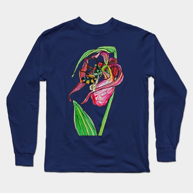 Pink Lady's Slipper Long Sleeve T-Shirt by ThisIsNotAnImageOfLoss